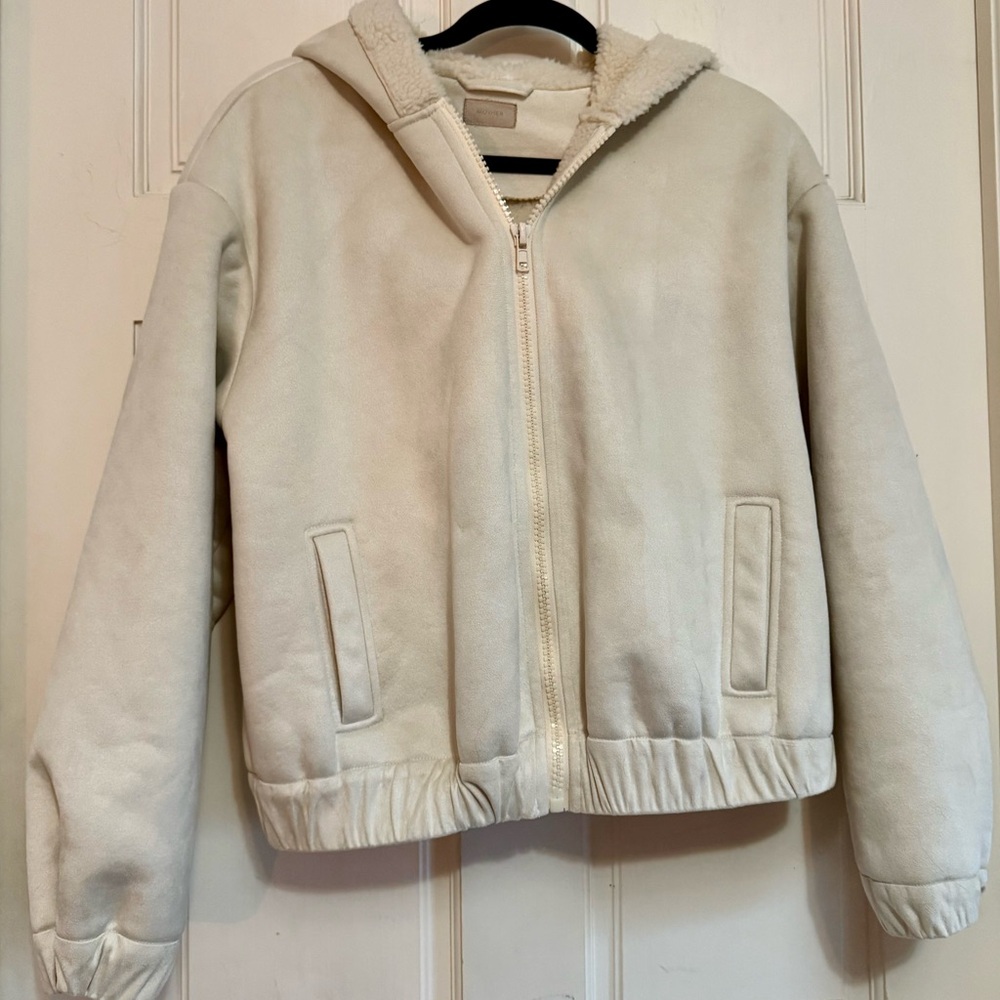 MOTHER Cream Hooded Bomber Jacket
